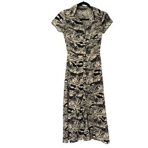 Reformation Black and White Midi Dress